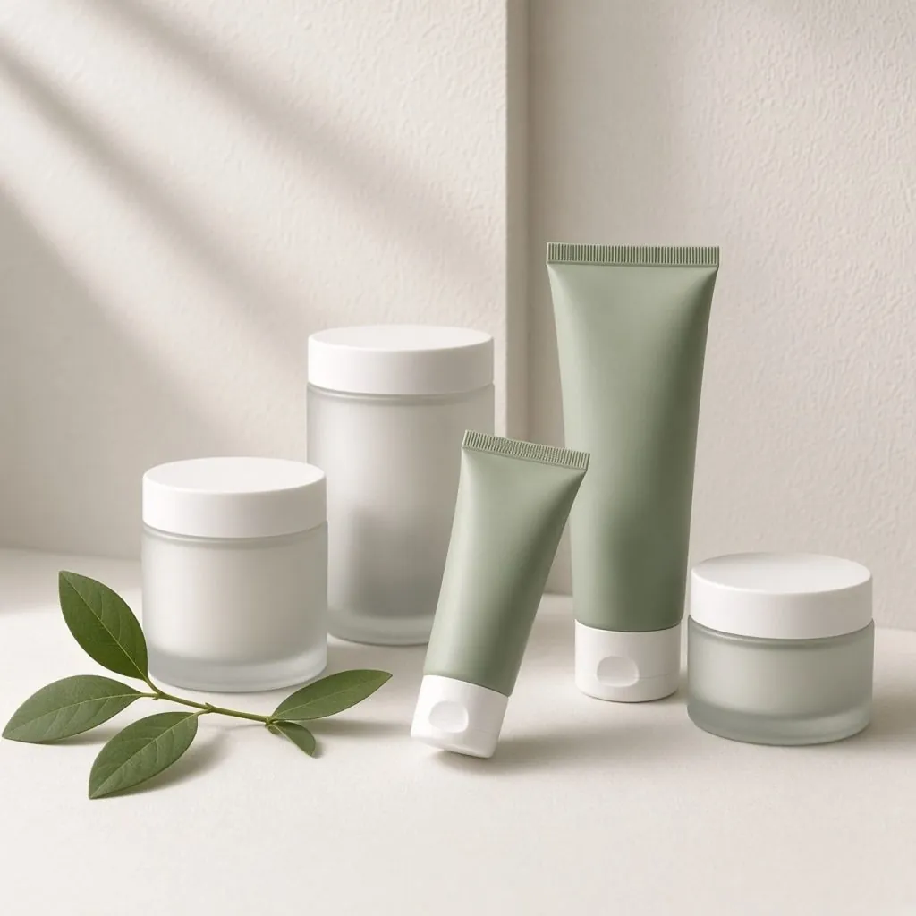 Skincare jars and tubes
