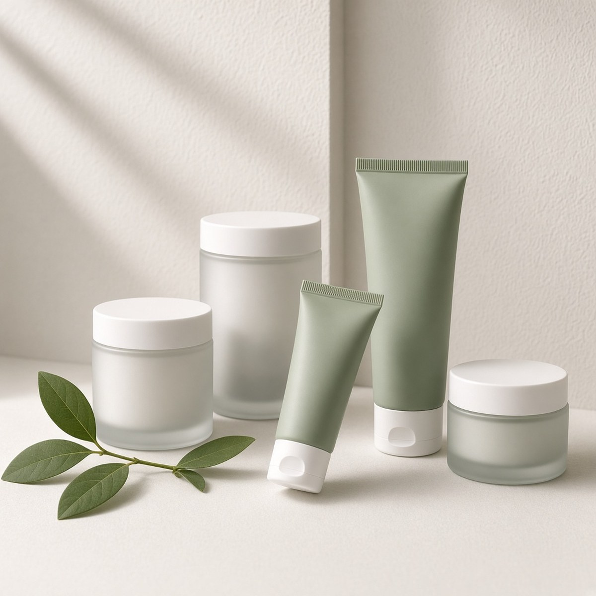 Skincare jars and tubes