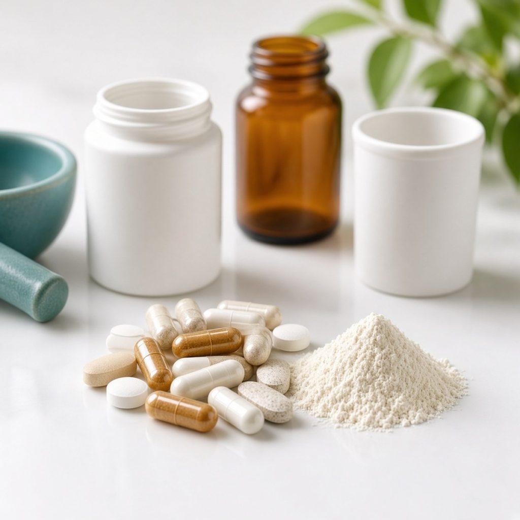 Supplement capsules, tablets and powders